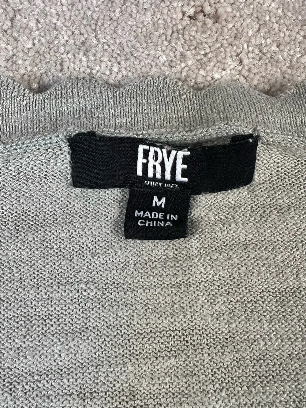 Frye Sweater Cardigan Green See Through Knit V Neck 100% Cotton Lightweight Med